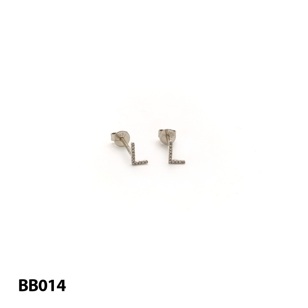 aretes blanco letra l aretes blanco letra l 14K