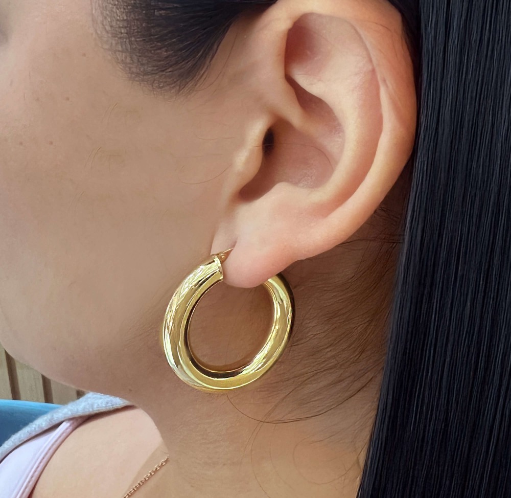 arracadas de oro tubular grandes