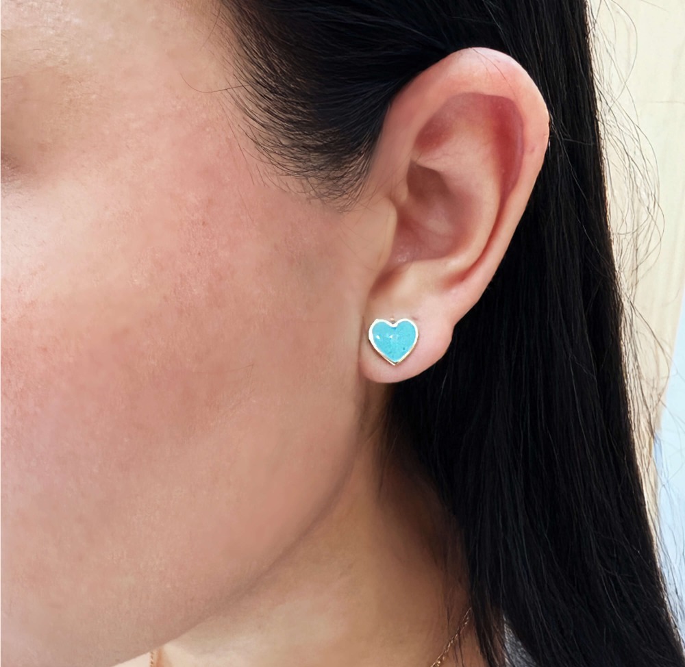 aretes coraz&oacute;n verde