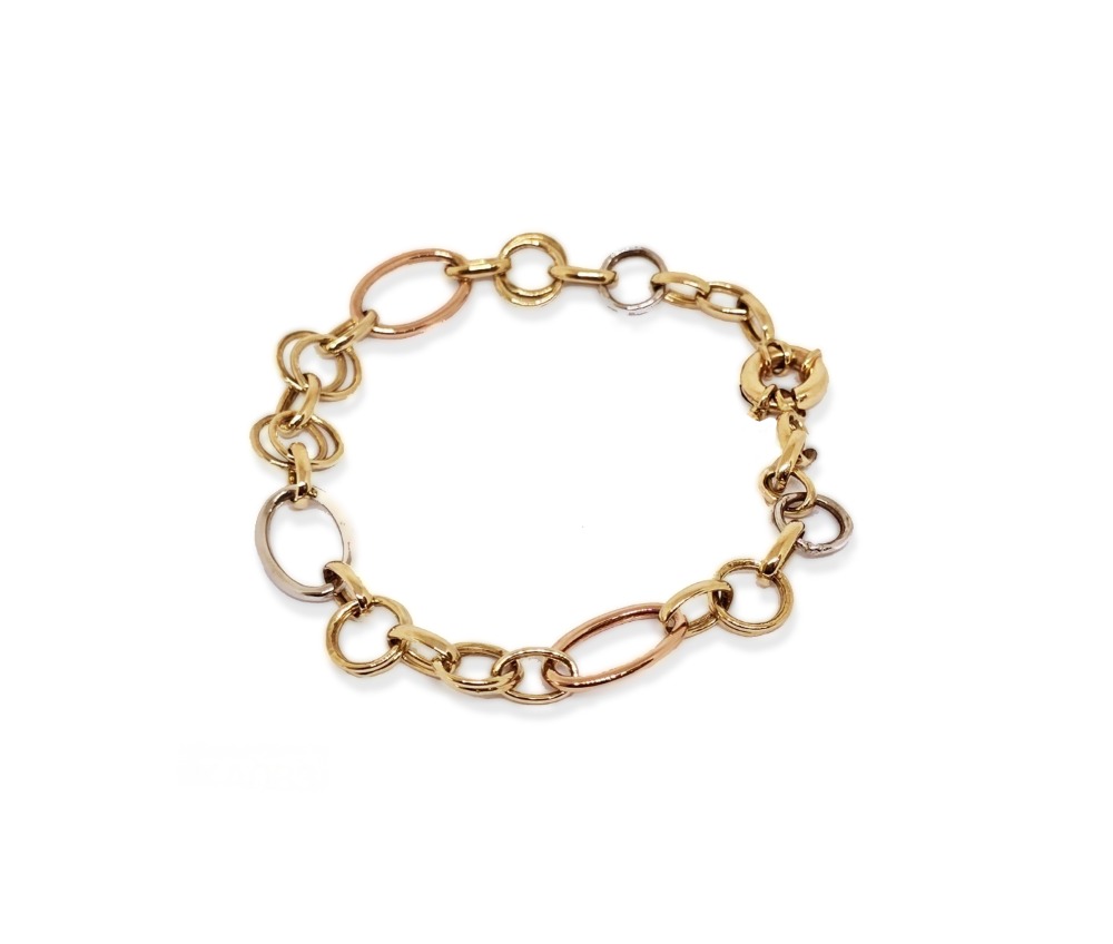 pulsera de aros a 3 oros pulsera de aros a 3 oros 14K