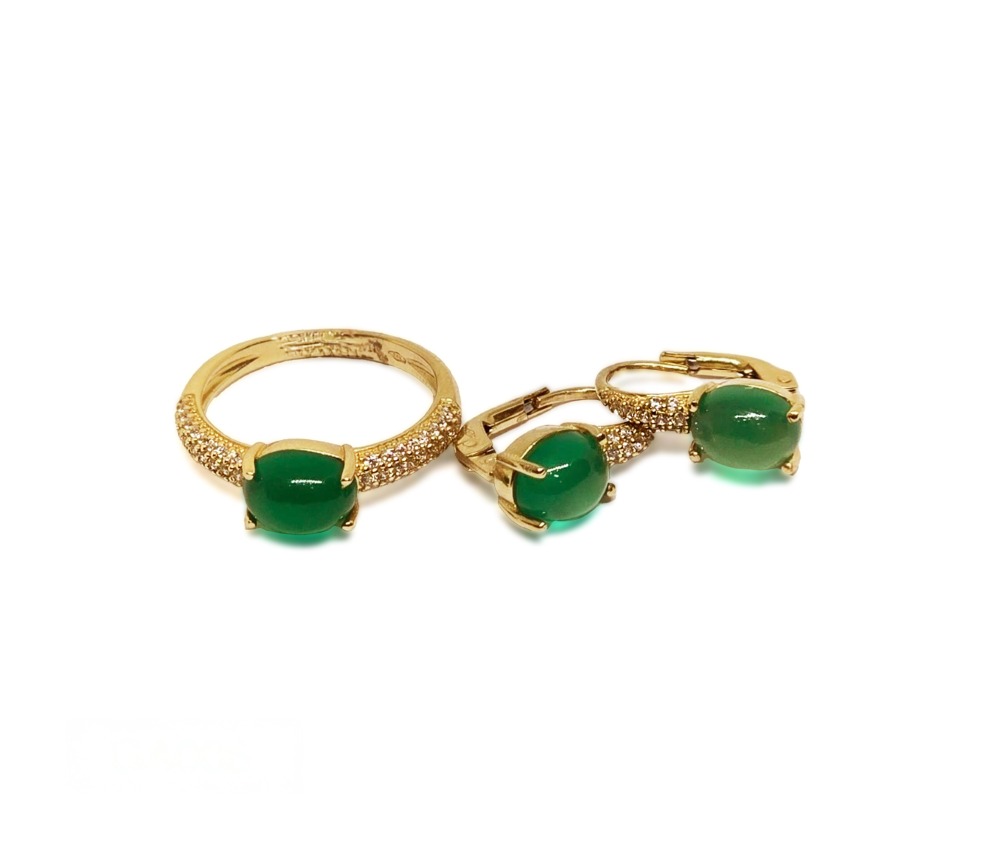 conjunto de oro con esmeralda conjunto de oro con esmeralda 14K