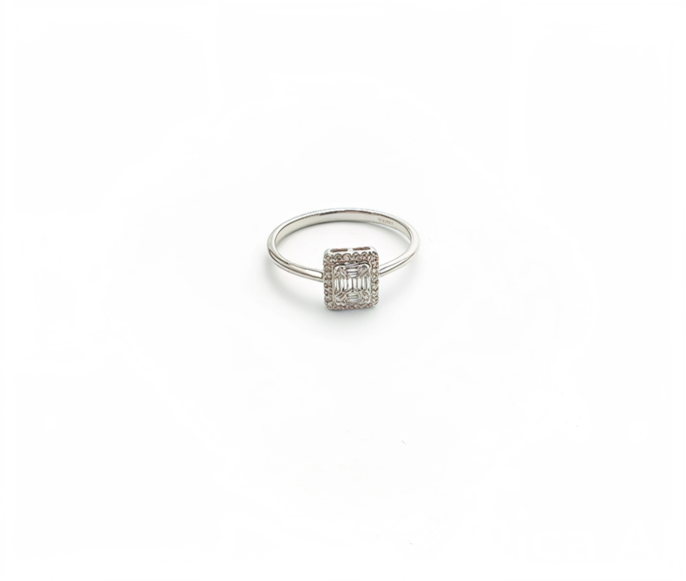anillo con diamante cuadrado anillo con diamante cuadrado 14K